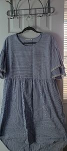 High low blue and white dress